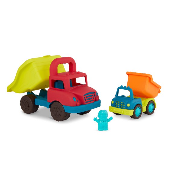 B.toys Grab-n-Go Truck Set – zestaw dwóch ciężarówek-wywrotek