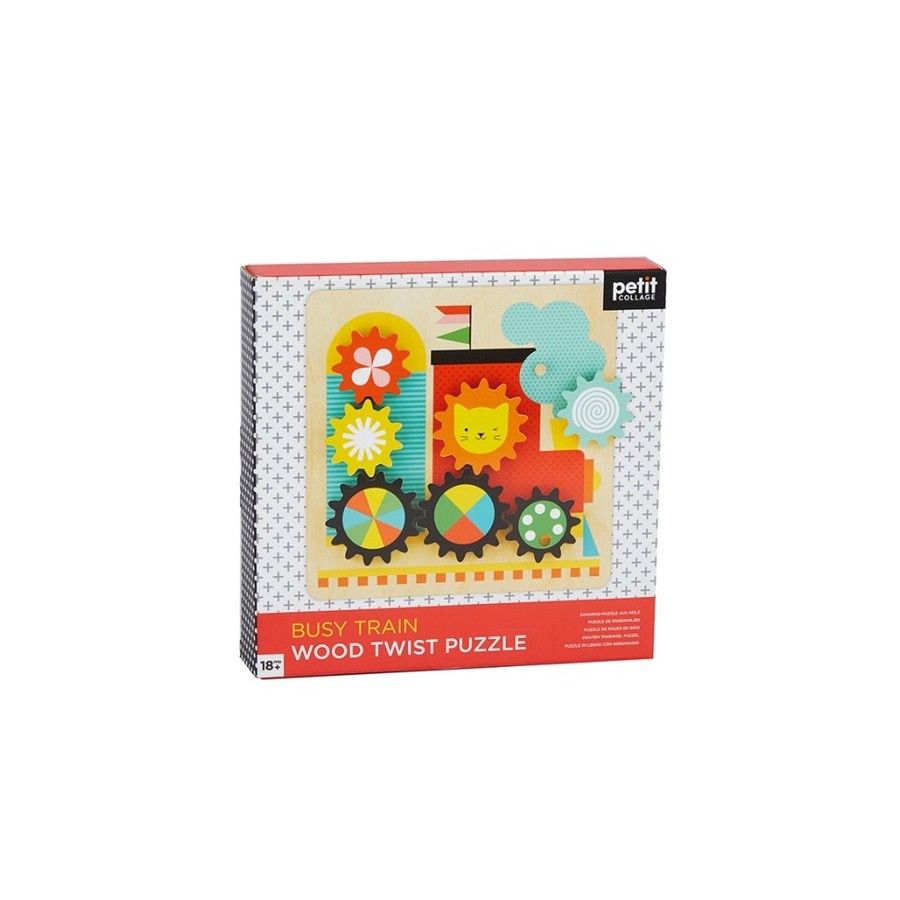 Petit Collage Wooden Moving Puzzle for Children - Train