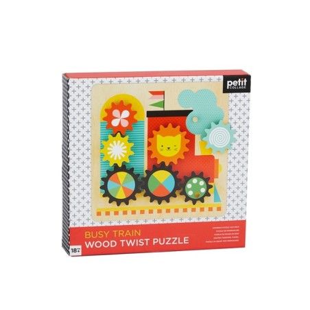 Petit Collage Wooden Moving Puzzle for Children - Train