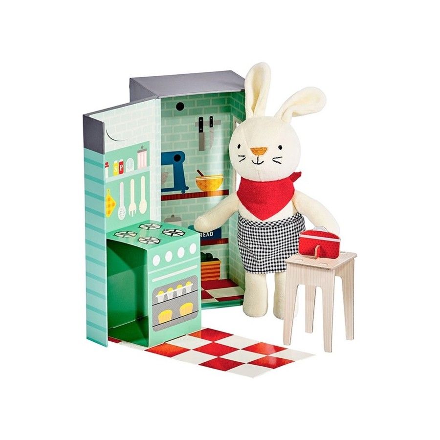 Petit Collage Lapin en peluche dans une boîte
