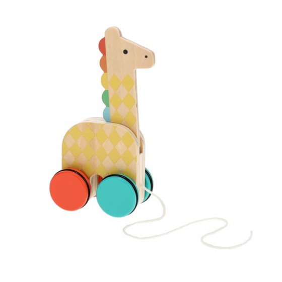 Petit Collage Ein Spielzeug zum Ziehen der Giraffe