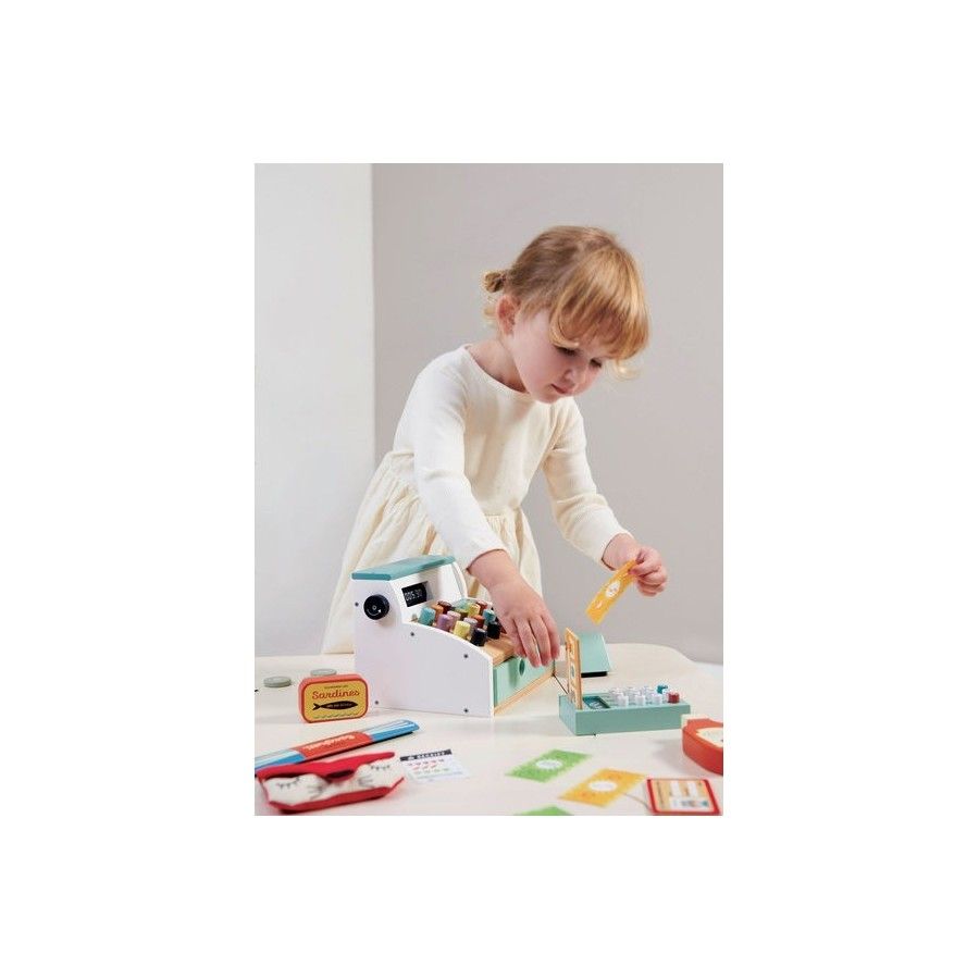 Tender Leaf Toys Drewniana kasa sklepowa ze skanerem