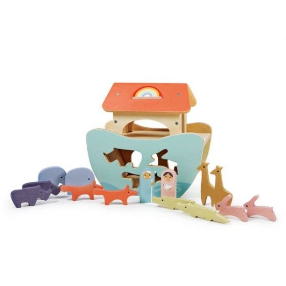 Tender Leaf Toys Drewniany statek, mała Arka Noego