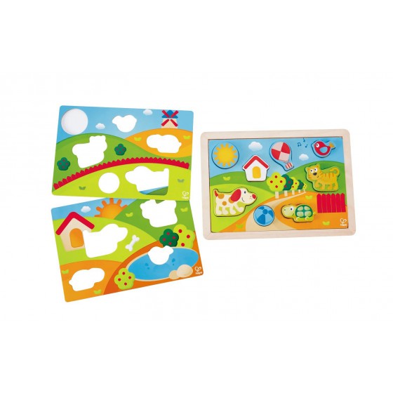 Hape La Vallée du Soleil 3 en 1 Puzzle