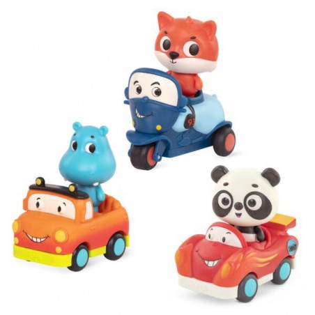 B.toys Light Up Cars –Satz von 3 weichen Sensorik-Fahrzeugen mit Passagieren mit PANDA