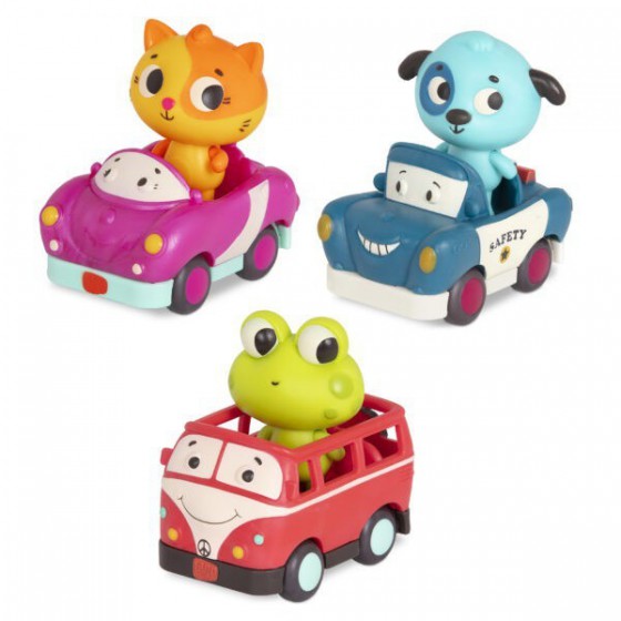 B.toys Light Up Cars –Ein Satz von 3 Soft Sensory Cars mit Passagieren mit FROG