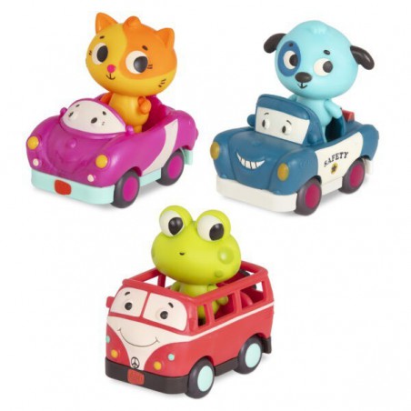 B.toys Light Up Cars –Ein Satz von 3 Soft Sensory Cars mit Passagieren mit FROG