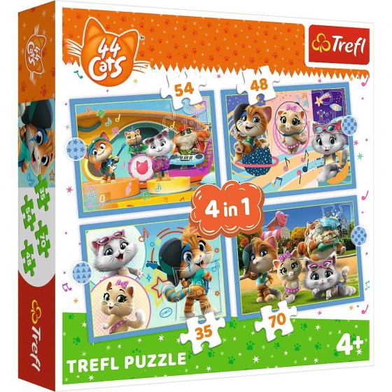 Trefl Puzzle 4v1 - Kočičí gang