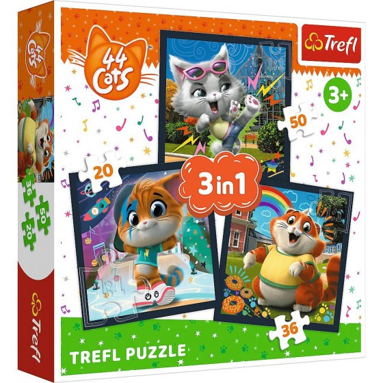 Trefl Puzzle 3en1 - (20,36,50 pièces) -Rencontrez les adorables chatons