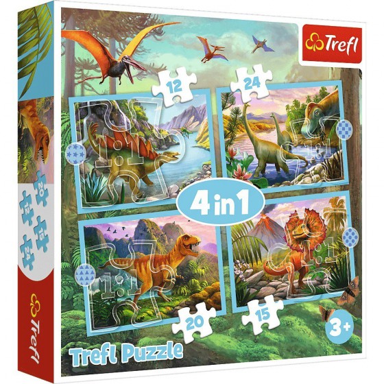 Trefl Puzzle 4w1 -Wyjątkowe dinozaury