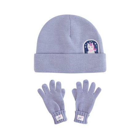 FlapJack Conjunto de Invierno Infantil Gorro y Guantes Unicornio M