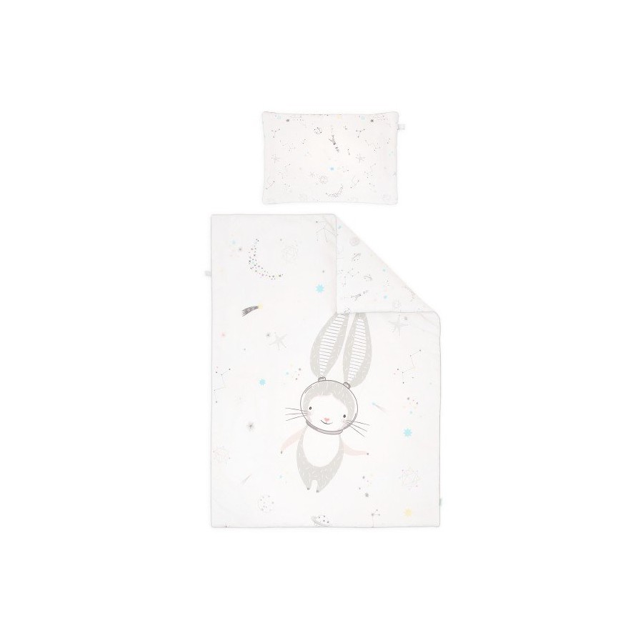 Samiboo - Bedding packed white rabbit Space gray tab 75x100 cm