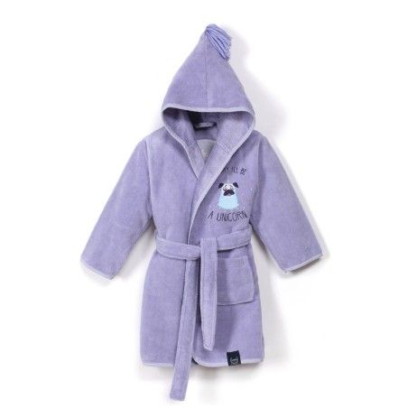 LA MILLOU BATHROBE BAMBOO SOFT - L - PURPLE DOGGY UNICORN