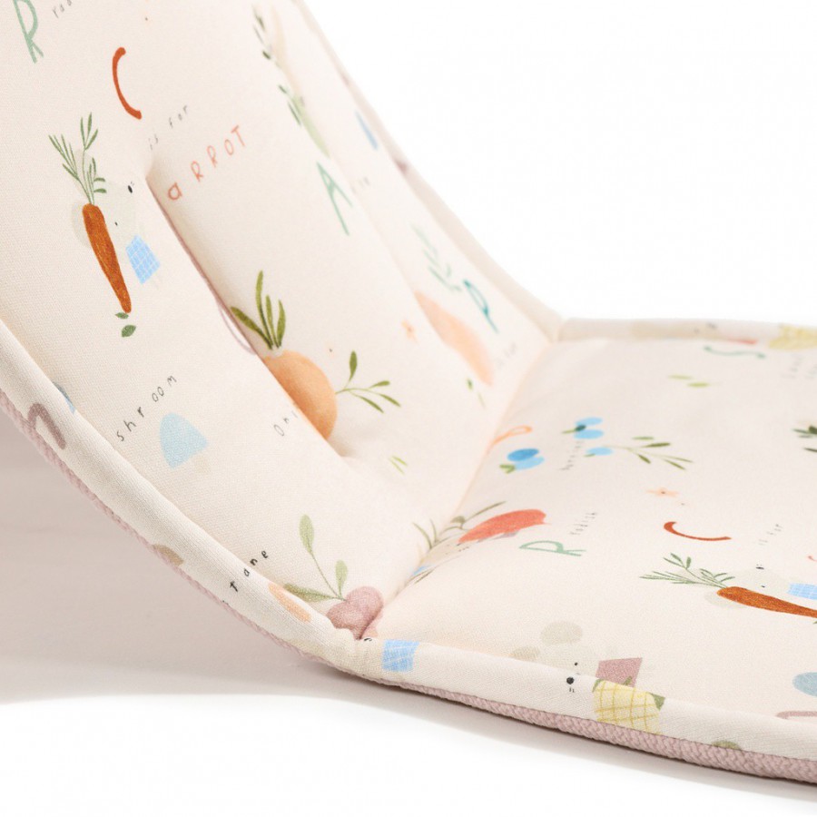 LA MILLOU ORGANIC JERSEY COLLECTION - STROLLER PAD - PRINCESS - VELVET POWDER PINK