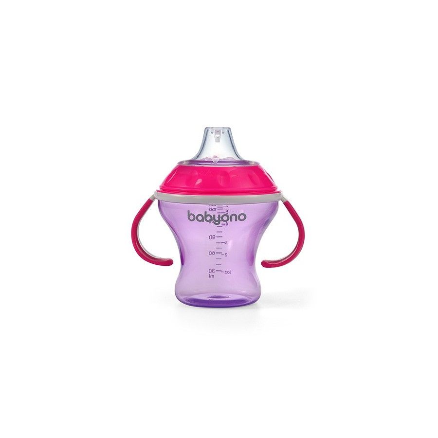 Babyono 防溢杯带软嘴自然护理 180ml - 粉色
