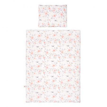 Samiboo - Bedding pillowcases flowers, gray inset, 135x100 cm / 40x60 cm