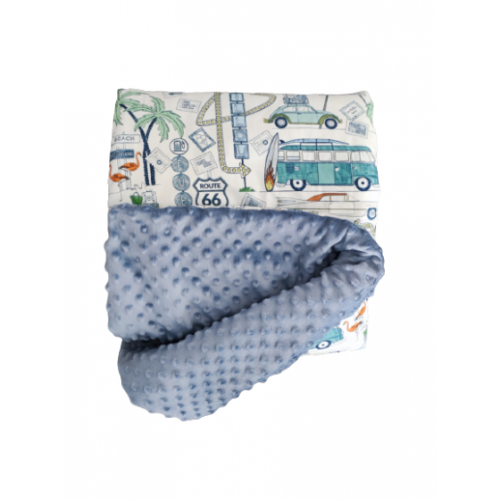 LA MILLOU CIEPŁY KOCYK MINKY - M - ROUTE 66 OCEAN - WIND BLUE - 