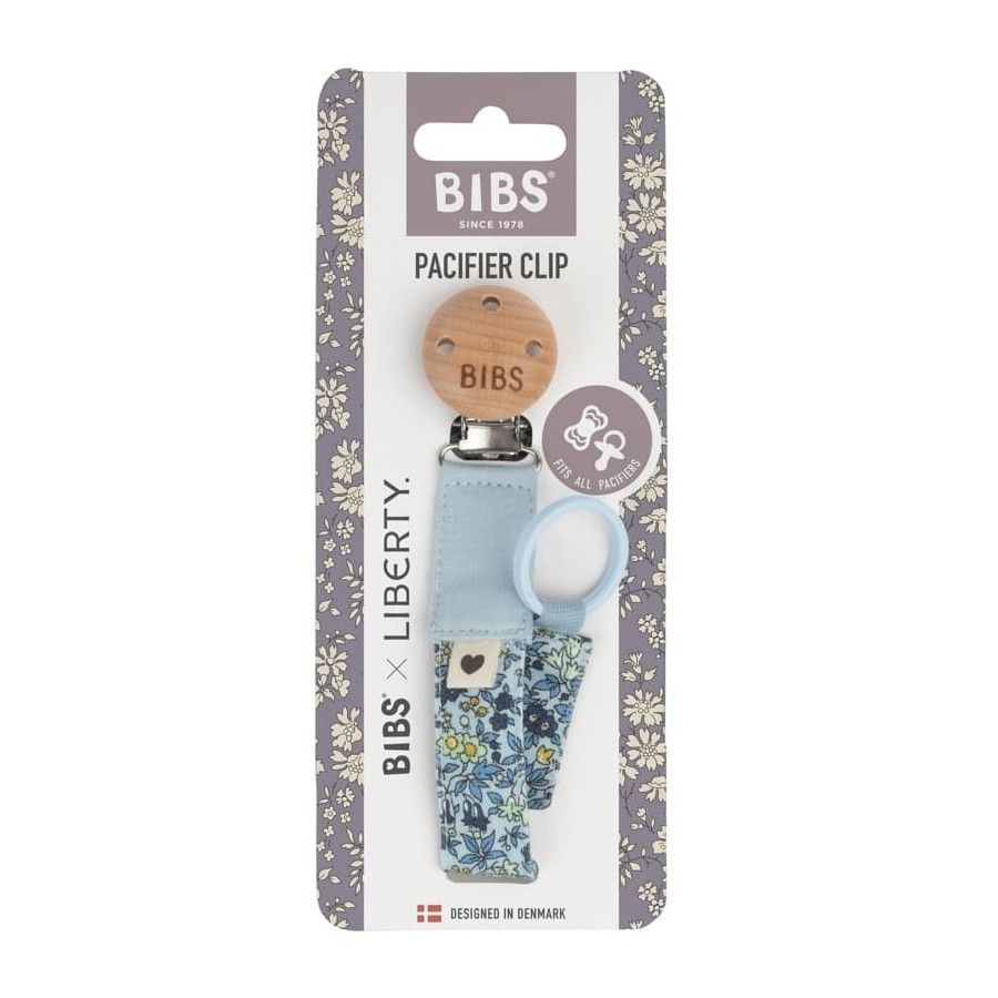 BIBS Liberty Pacifier Clip Chamomile Lawn Baby Blue Pendant