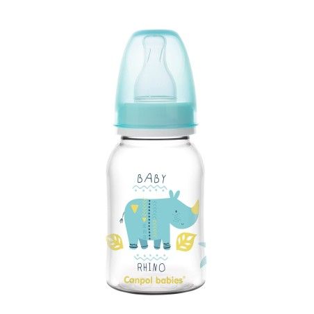 Canpol Schmale Flasche 120 ml PP AFRICA Nashorn Türkis