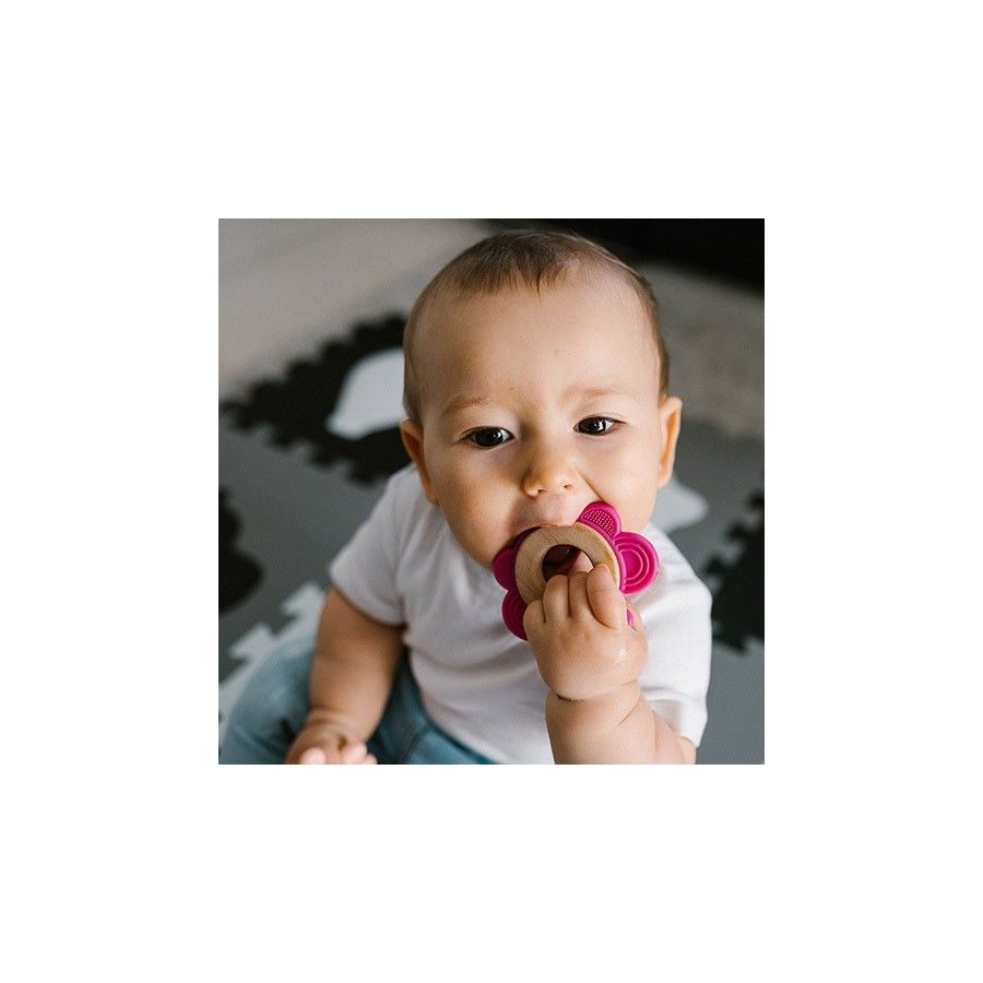 BABYONO Un morso di legno in silicone