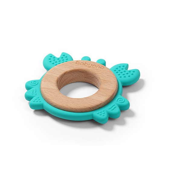 BABYONO Anneau de dentition en bois en silicone CRAB