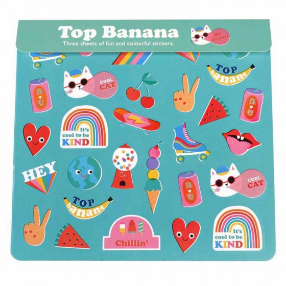 Rex London Autocollants enfants 3 feuilles, Top Banana