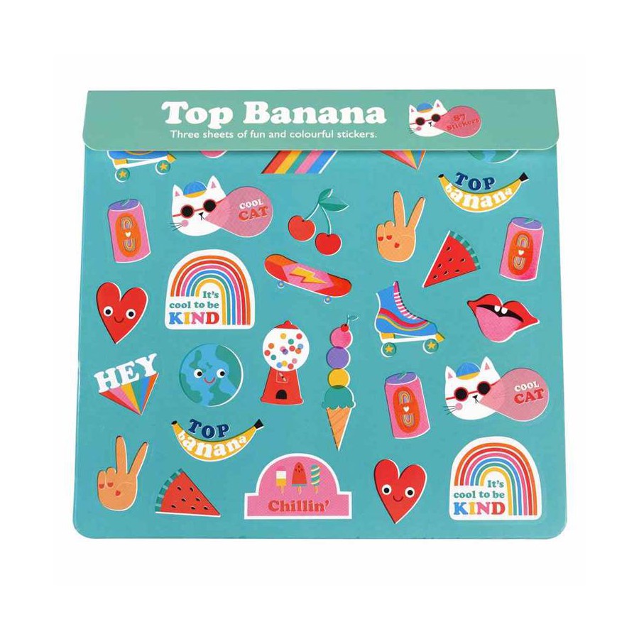 Rex London Naklejki dla dzieci 3 arkusze, Top Banana, -