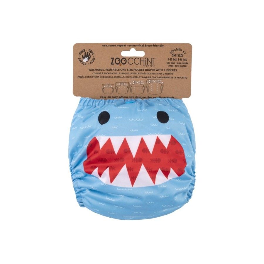 Zoocchini Opakovaně použitelná plenka AIO se 2 vložkami Shark