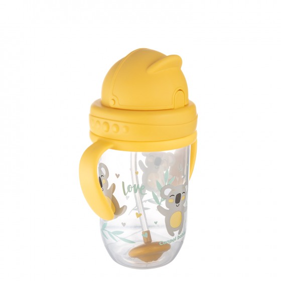 Canpol gobelet anti-fuite bébé avec tube et poids 270ml ANIMAUX EXOTIQUES jaune