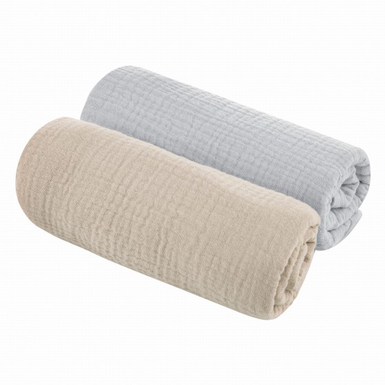 SLEEPEE 平纹细布棉质尿布 2 件装：灰色/沙色