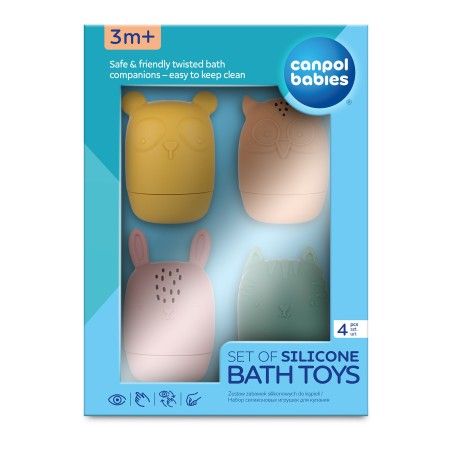 Canpol Un conjunto de juguetes de silicona desenroscados para el baño.