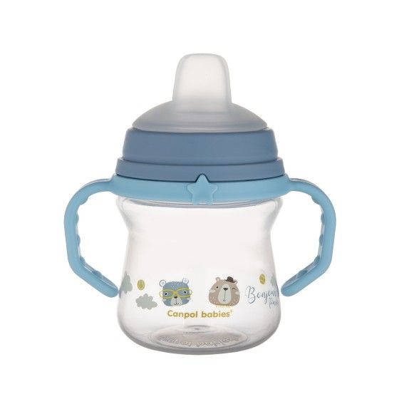 Canpol 带硅胶嘴婴儿杯子 FirstCup 150ml BONJOUR PARIS BLUE