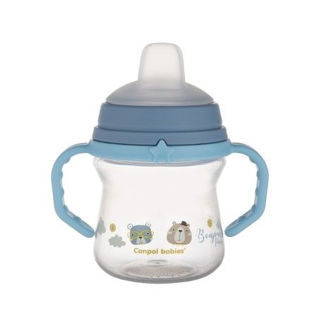 Canpol Дитяча кружка з силіконовим мундштуком FirstCup 150ml Bonjour Paris Blue