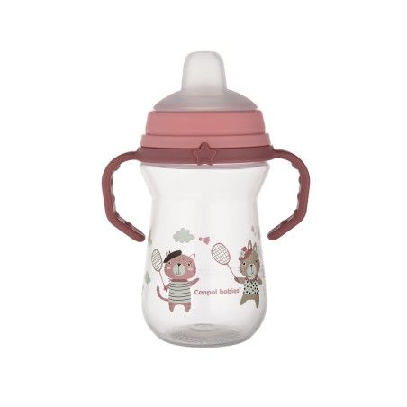 Canpol babybecher mit Silikontülle FirstCup 250ml BONJOUR PARIS PINK