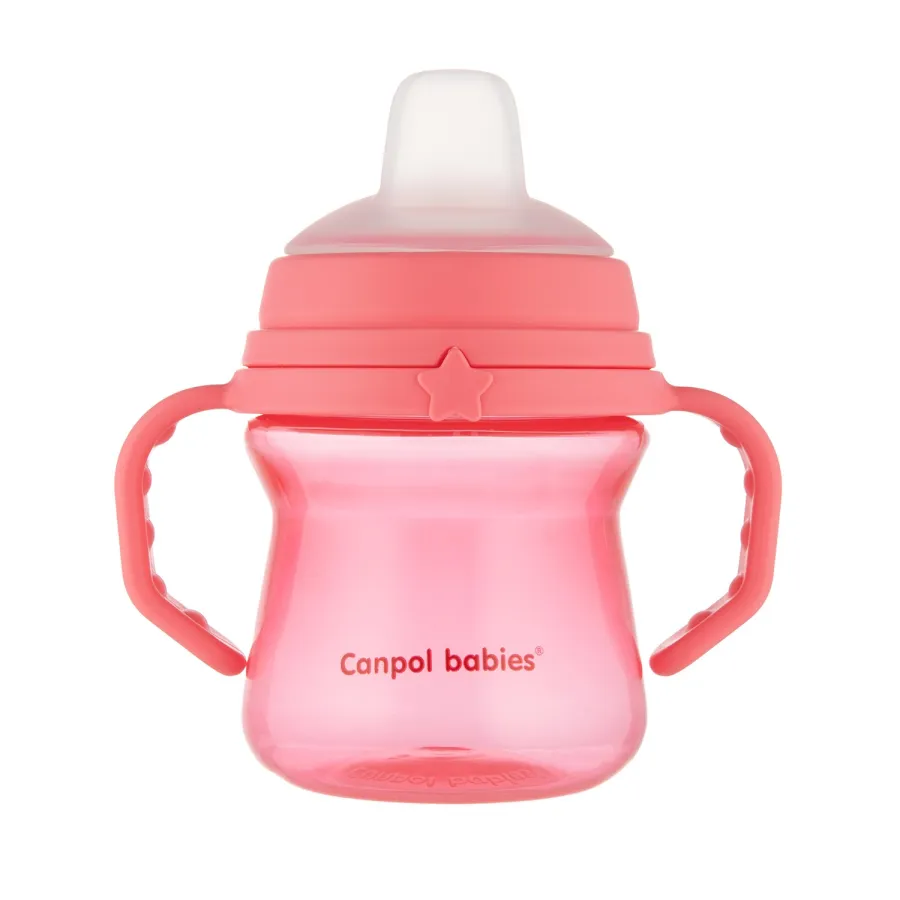 Canpol Babies bögre szilikon fúvókával Firstcup 150ml rózsaszín