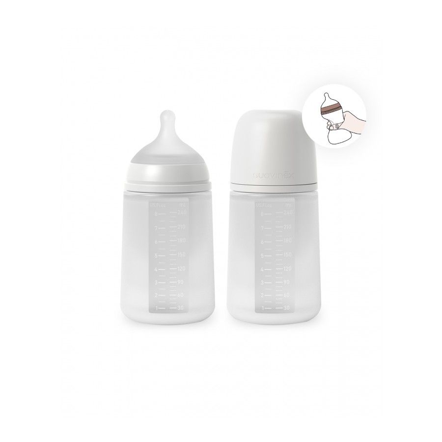 SUAVINEX SX PRO 中流量硅胶瓶 240 毫升 彩色精华液 透明