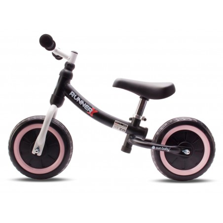 BICICLETA RUNNER SUN BABY BALANCE X NEGRO AZÚCAR ROSA 10 PULGADAS