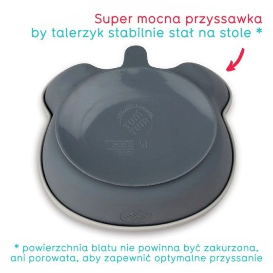 Tum Tum Egy tál egy szívócsésze és egy teáskanál szürke - 5060307073133