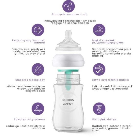 Philips Avent 带 AirFree 防胀气盖的响应式自然奶瓶，260 毫升