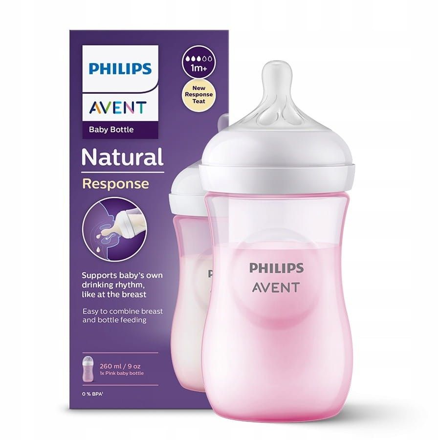Philips Avent Responsywna butelka Natural 260 ml pink -