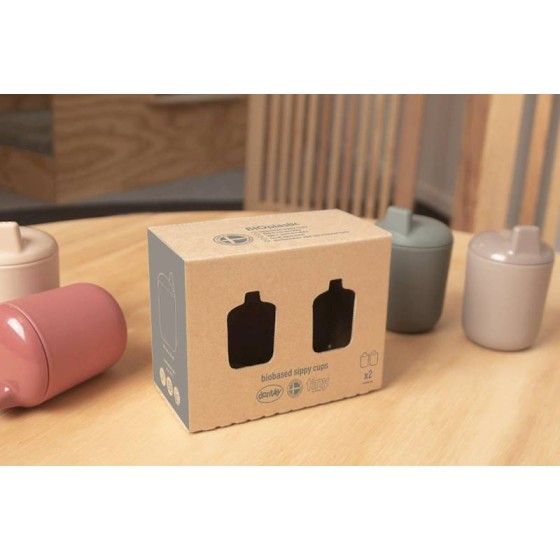 DANTOY TINY BIOBASED KUBEK NIEKAPEK 2 SZT NUDE/RUBY RED
