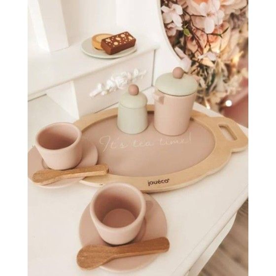 JOUECO DREWNIANY ZESTAW DO HERBATY TEA SET PINK