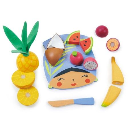 Tender Leaf Toys Wooden board with tropical fruits for cutting