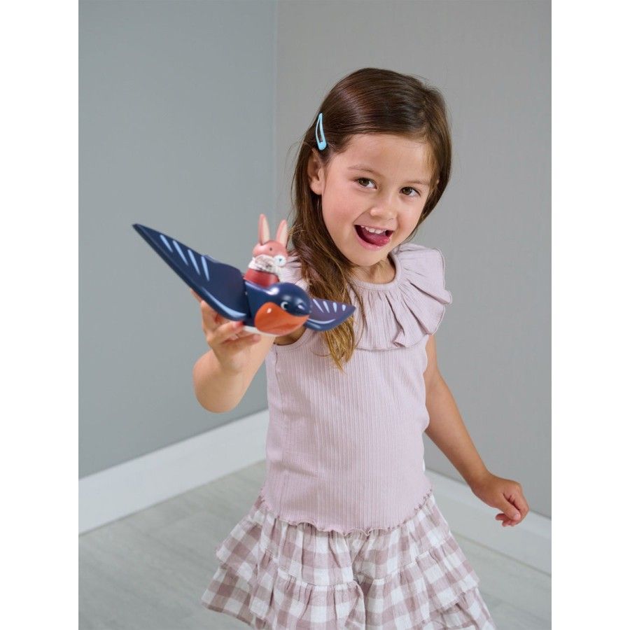 Tender Leaf Toys Freunde - Schwalbe und Hase, Holzfiguren