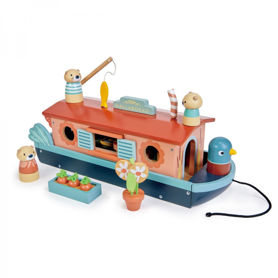 Tender Leaf Toys Famille d'ours en peluche sur un bateau