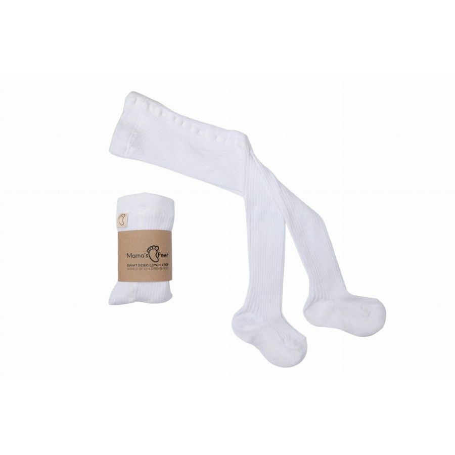 Mama's Feet Cool Kids White Ribbed Children's Tights, 2-3 years