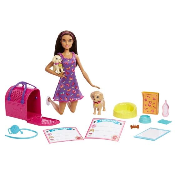 Barbie adopcja piesków + lalka zestaw