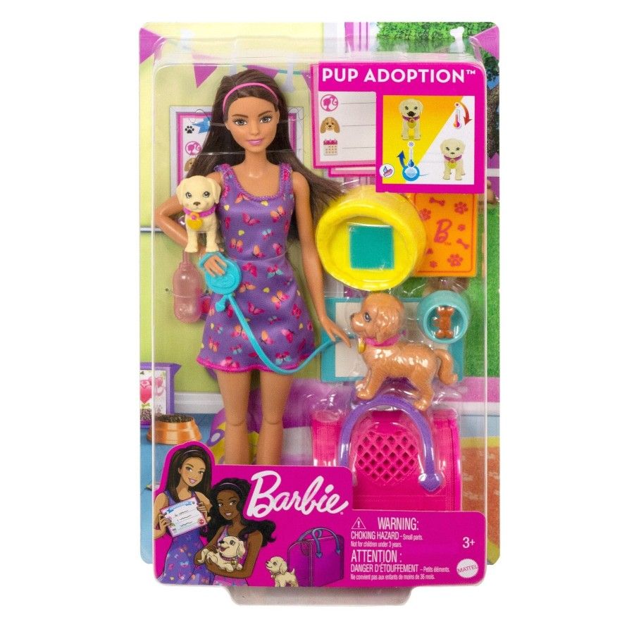 Barbie adopcja piesków + lalka zestaw