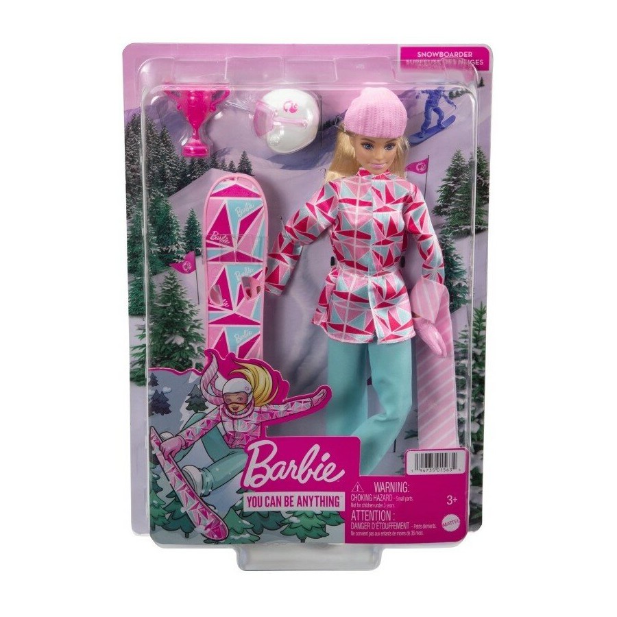 Barbie Sporty zimowe - Lalka Snowboardzistka + Akcesoria -