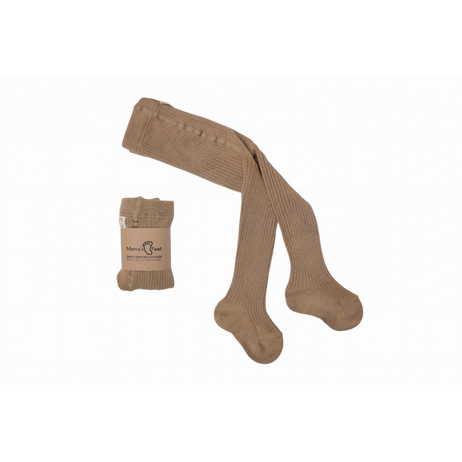 Mama's Feet Cool Kids Beige gerippte Kinderstrumpfhose, 1-2